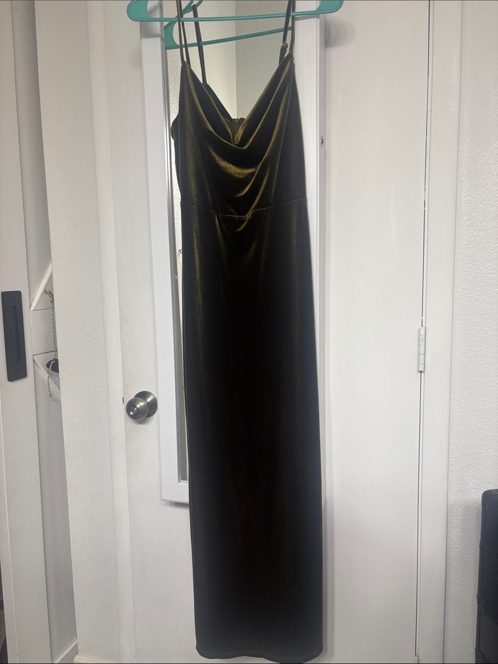Green crushed velvet Slip Dress